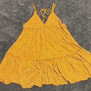 wild fable Mustard Floral Lace-Trim Sundress